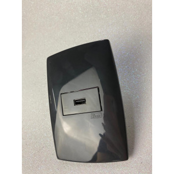 Conjunto Tomada USB 2A 4x2 - (HOME PRETO GRAFITE)